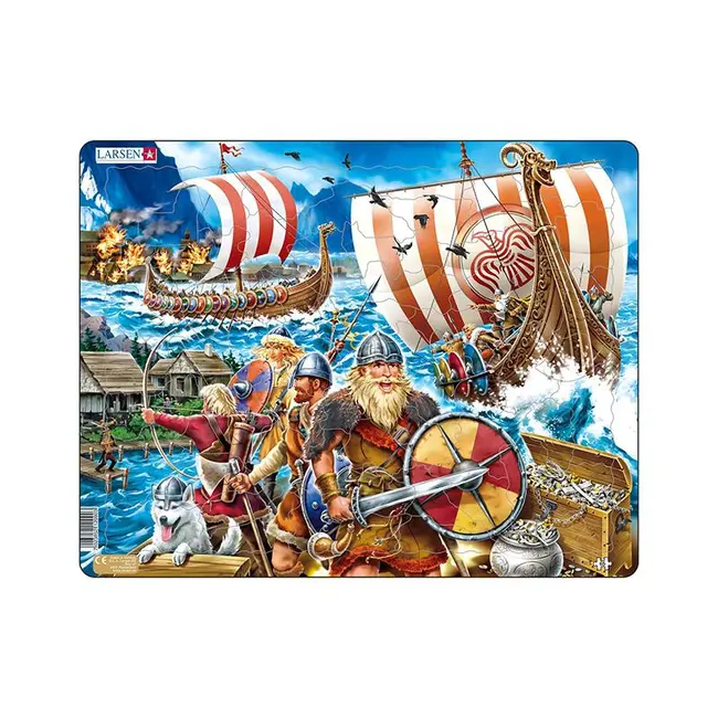 Puzzle maxi Atacul vikingilor, orientare tip vedere, 65 de piese, Larsen KDGLS-FI8