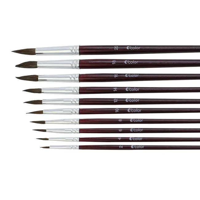 Set 10 pensule rotunde nr 4, din par de ponei - okelfc2204