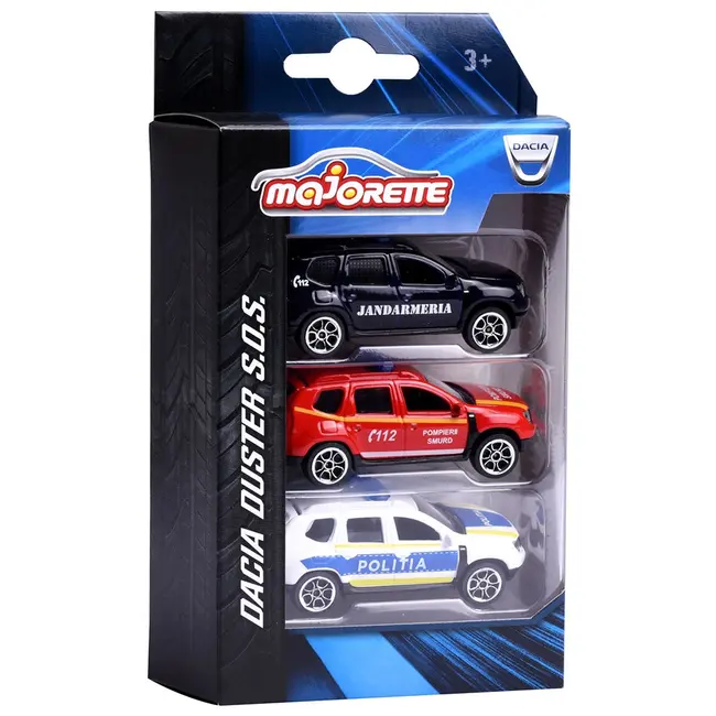 Set majorette dacia duster sos cu masina de jandarmerie, salvare si politie hubs212057262sro