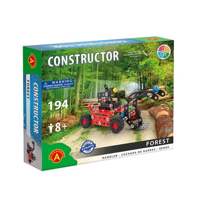 Set constructie 194 piese metalice Constructor Forest Utilaj incarcare busteni, Alexander KDGAXCONS-1645