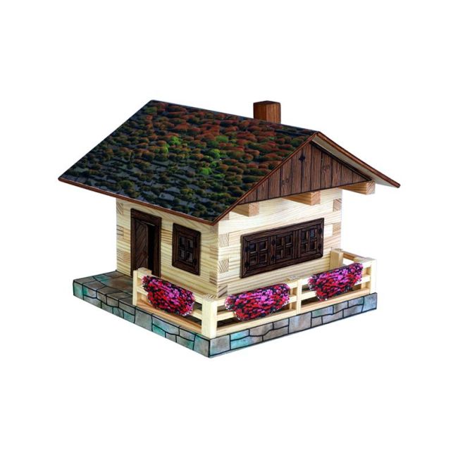 Set constructie arhitectura Cabanuta alpina, 102 piese din lemn, Walachia KDGWLMK34