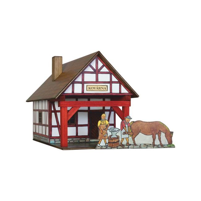 Set constructie arhitectura Fierarie cu grinzi, 39 piese din lemn, Walachia KDGWLMK38