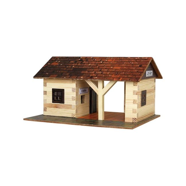 Set constructie arhitectura Gara mica, 115 piese din lemn, Walachia KDGWLMK11