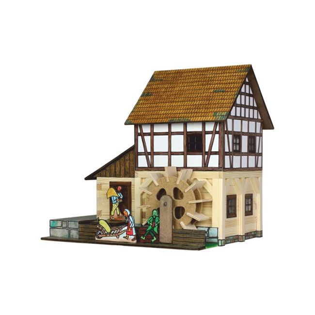 Set constructie arhitectura Moara de apa cu grinzi, 172 piese din lemn, Walachia KDGWLMK39