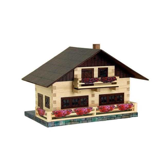 Set constructie arhitectura Pensiune alpina, 195 piese din lemn, Walachia KDGWLMK43