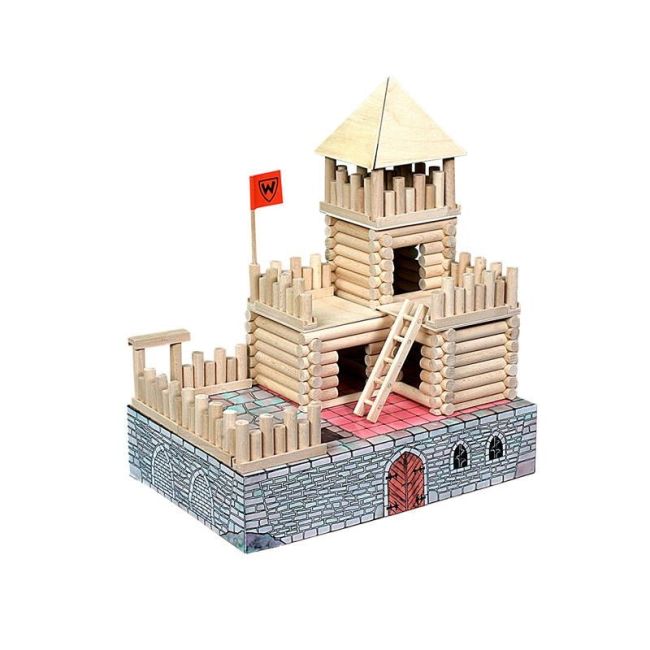 Set constructie arhitectura Vario Fort, 194 piese din lemn, Walachia KDGWLVR22