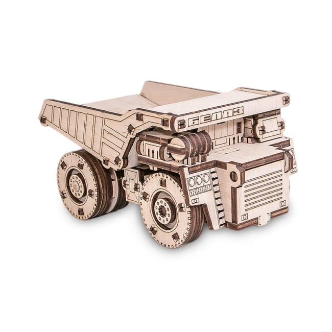 Set constructie cu mecanism Puzzle 3D BELAZ MINI din lemn 106 piese @ EWA KDGEWA00025
