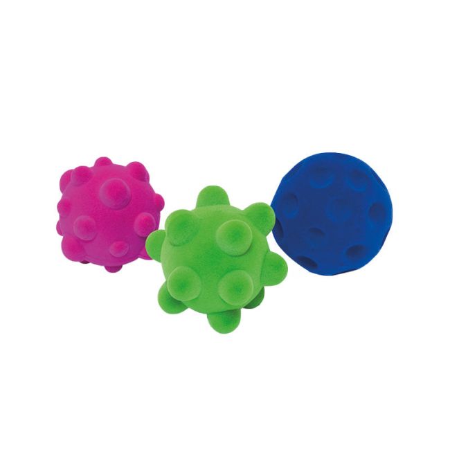 Set de 3 mini mingi senzoriale din cauciuc natural, 5 cm,  1an +, Rubbabu KDGRU20249