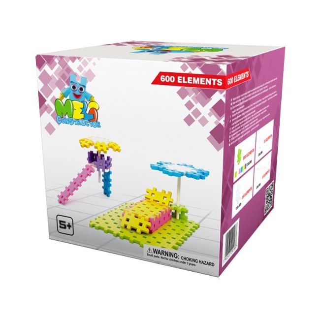 Set de constructie creativa Constructor Pink 600 piese, Meli KDGML50070