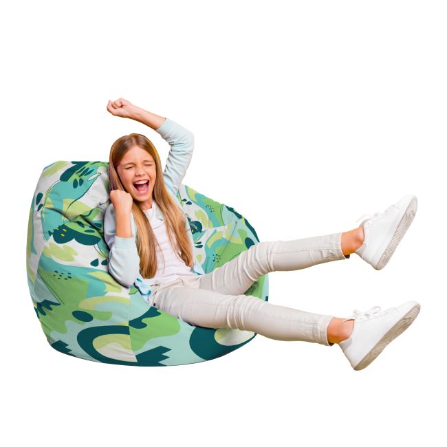Fotoliu Units Puf Bean Bag tip para L, impermeabil, indoor/outdoor, sac interior, cu maner, 80 x 80 x 60 cm, Abstract Jungle Periglacial BEANUNB-PR-L-EXT-180
