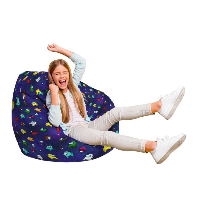 Fotoliu Units Puf Bean Bag tip para L, impermeabil, indoor/outdoor, sac interior, cu maner, 80 x 80 x 60 cm, Among Us Albastru BEANUNB-PR-L-EXT-214