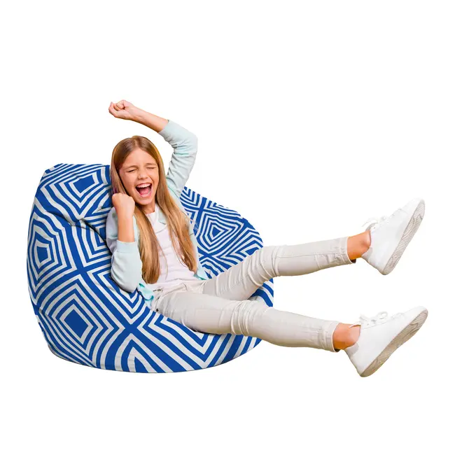 Fotoliu Units Puf Bean Bag tip para L, impermeabil, indoor/outdoor, sac interior, cu maner, 80 x 80 x 60 cm, Diamond, Blue BEANUNB-PR-L-EXT-155