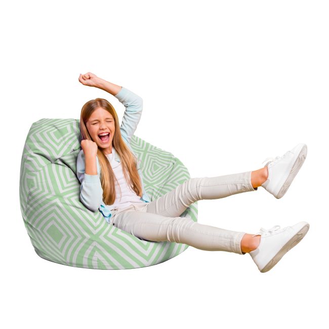 Fotoliu Units Puf Bean Bag tip para L, impermeabil, indoor/outdoor, sac interior, cu maner, 80 x 80 x 60 cm, Diamond, Green BEANUNB-PR-L-EXT-156