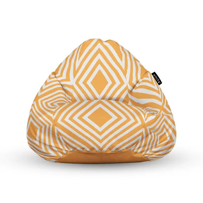 Fotoliu Units Puf Bean Bag tip para L, impermeabil, indoor/outdoor, sac interior, cu maner, 80 x 80 x 60 cm, Diamond, Orange BEANUNB-PR-L-EXT-157
