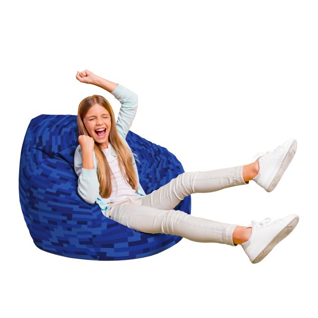 Fotoliu Units Puf Bean Bag tip para L, impermeabil, indoor/outdoor, sac interior, cu maner, 80 x 80 x 60 cm, Minecraft Apa BEANUNB-PR-L-EXT-195