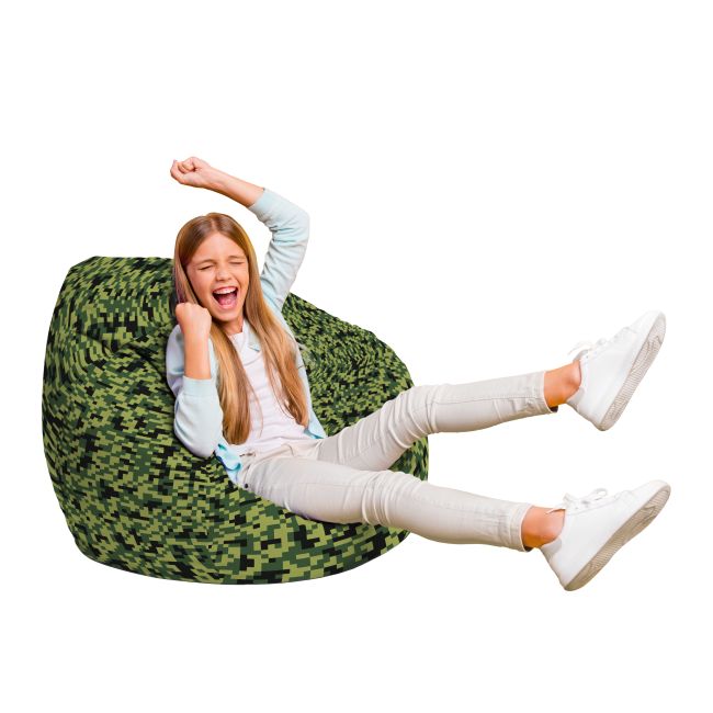 Fotoliu Units Puf Bean Bag tip para L, impermeabil, indoor/outdoor, sac interior, cu maner, 80 x 80 x 60 cm, Minecraft BEANUNB-PR-L-EXT-047