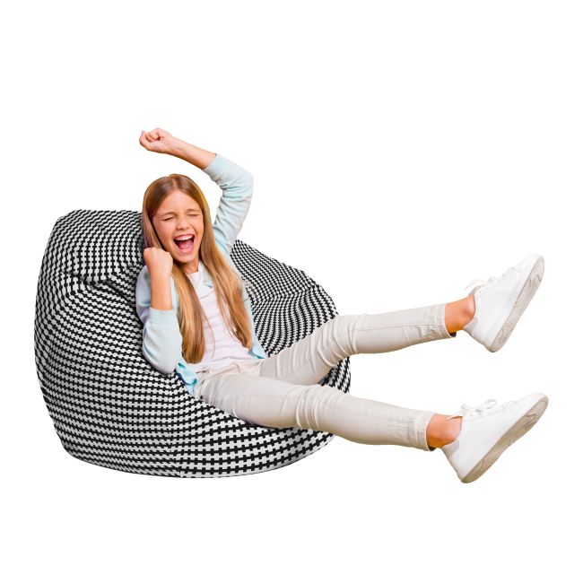 Fotoliu Units Puf Bean Bag tip para L, impermeabil, indoor/outdoor, sac interior, cu maner, 80 x 80 x 60 cm, Scandinavian, Black BEANUNB-PR-L-EXT-158