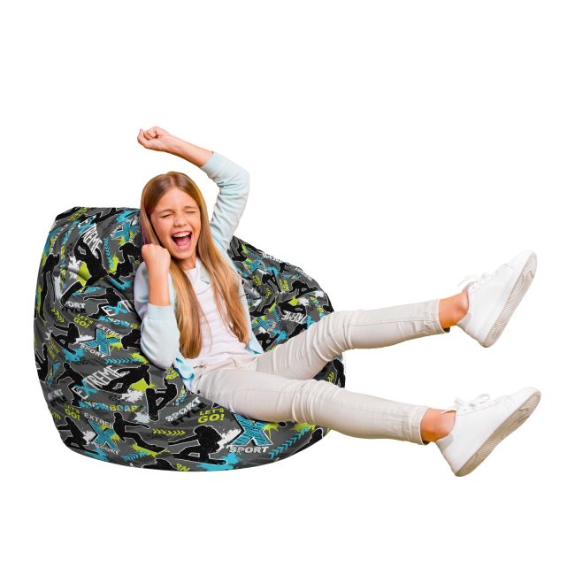 Fotoliu Units Puf Bean Bag tip para L, impermeabil, indoor/outdoor, sac interior, cu maner, 80 x 80 x 60 cm, X-sport BEANUNB-PR-L-EXT-093