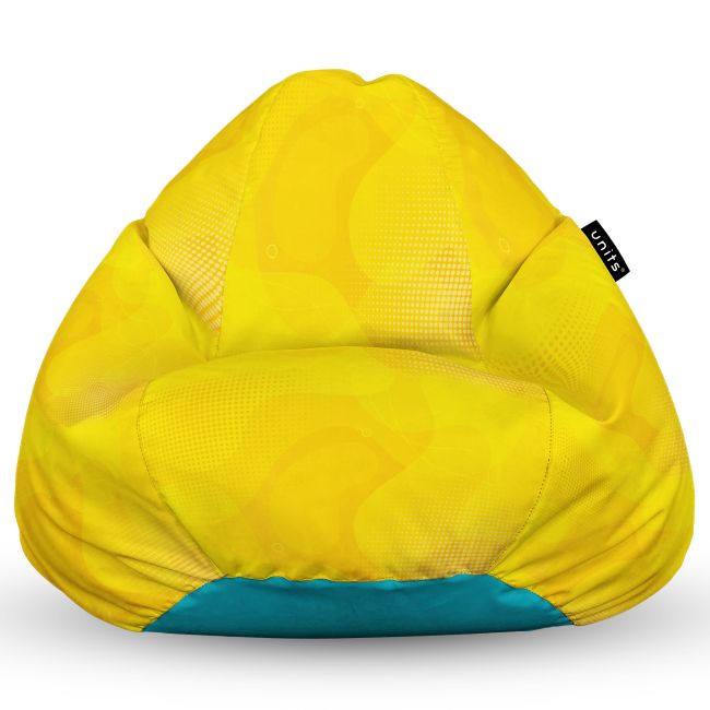 Fotoliu Units Puf Bean Bag tip para L, impermeabil, indoor/outdoor, sac interior, cu maner, 80 x 80 x 60 cm, abstract galben BEANUNB-PR-L-EXT-021