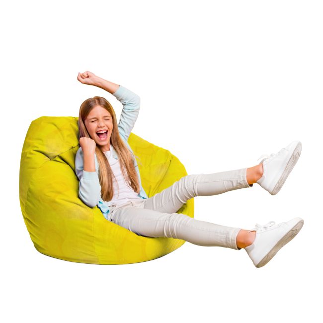 Fotoliu Units Puf Bean Bag tip para L, impermeabil, indoor/outdoor, sac interior, cu maner, 80 x 80 x 60 cm, abstract galben BEANUNB-PR-L-EXT-021