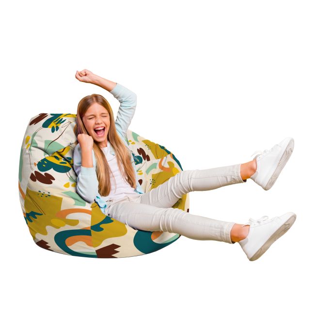 Fotoliu Units Puf Bean Bag tip para L, impermeabil, indoor/outdoor, sac interior, cu maner, 80 x 80 x 60 cm, abstract jungle BEANUNB-PR-L-EXT-030