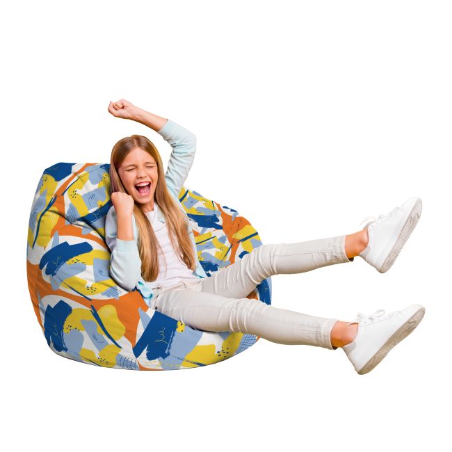 Fotoliu Units Puf Bean Bag tip para L, impermeabil, indoor/outdoor, sac interior, cu maner, 80 x 80 x 60 cm, abstract retro BEANUNB-PR-L-EXT-012