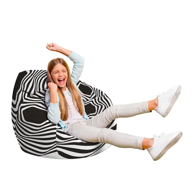 Fotoliu Units Puf Bean Bag tip para L, impermeabil, indoor/outdoor, sac interior, cu maner, 80 x 80 x 60 cm, abstract zebra BEANUNB-PR-L-EXT-032
