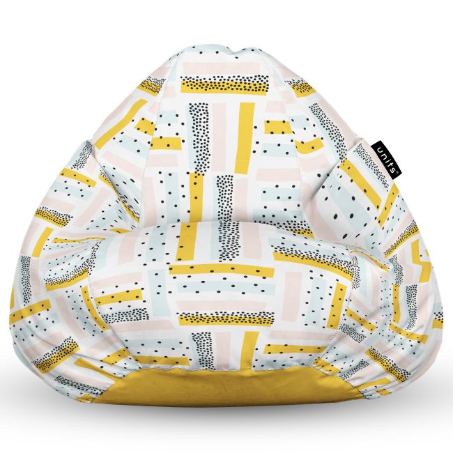 Fotoliu Units Puf Bean Bag tip para L, impermeabil, indoor/outdoor, sac interior, cu maner, 80 x 80 x 60 cm, buline negre BEANUNB-PR-L-EXT-046