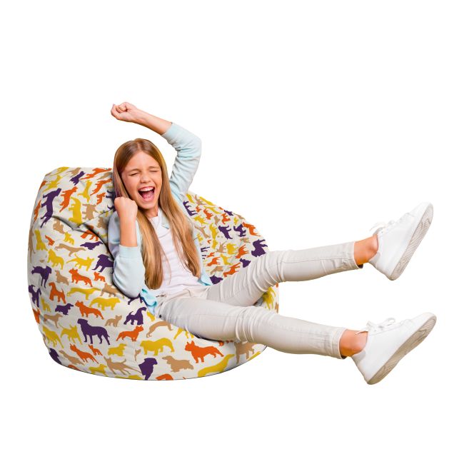 Fotoliu Units Puf Bean Bag tip para L, impermeabil, indoor/outdoor, sac interior, cu maner, 80 x 80 x 60 cm, caini siluete BEANUNB-PR-L-EXT-148