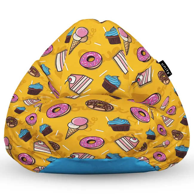 Fotoliu Units Puf Bean Bag tip para L, impermeabil, indoor/outdoor, sac interior, cu maner, 80 x 80 x 60 cm, cake and ice-cream BEANUNB-PR-L-EXT-064