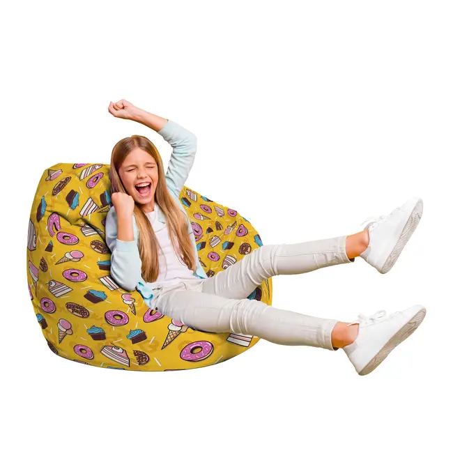 Fotoliu Units Puf Bean Bag tip para L, impermeabil, indoor/outdoor, sac interior, cu maner, 80 x 80 x 60 cm, cake and ice-cream BEANUNB-PR-L-EXT-064