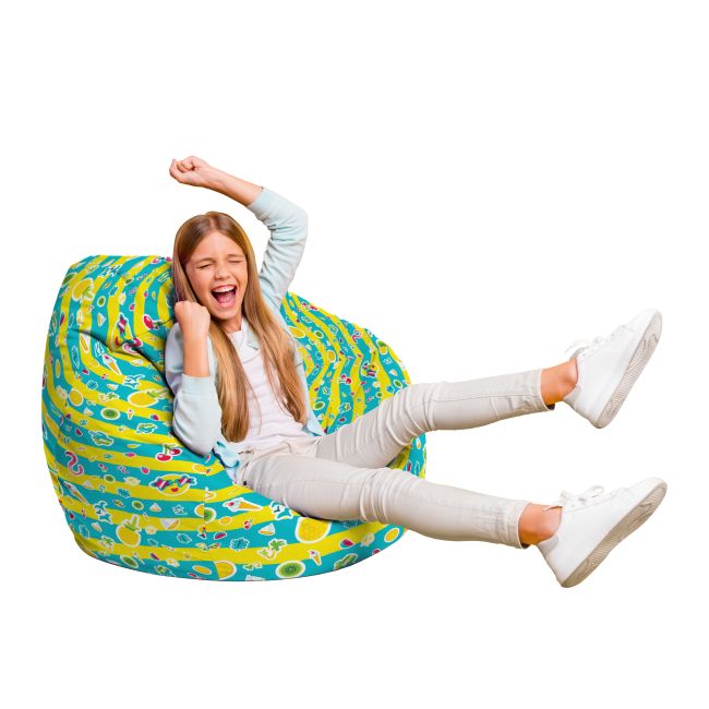 Fotoliu Units Puf Bean Bag tip para L, impermeabil, indoor/outdoor, sac interior, cu maner, 80 x 80 x 60 cm, candies fundal in dungi BEANUNB-PR-L-EXT-063