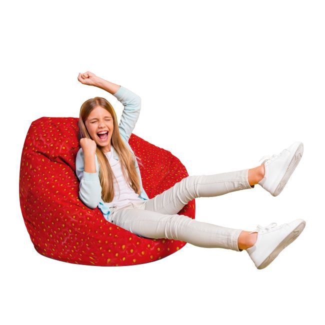 Fotoliu Units Puf Bean Bag tip para L, impermeabil, indoor/outdoor, sac interior, cu maner, 80 x 80 x 60 cm, capsuna BEANUNB-PR-L-EXT-053