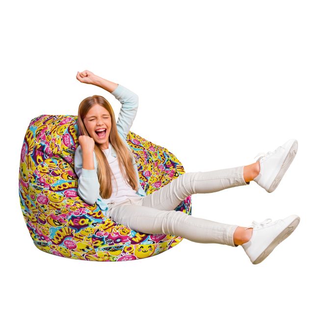 Fotoliu Units Puf Bean Bag tip para L, impermeabil, indoor/outdoor, sac interior, cu maner, 80 x 80 x 60 cm, emoji pisici BEANUNB-PR-L-EXT-084