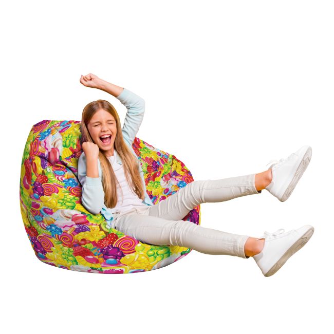 Fotoliu Units Puf Bean Bag tip para L, impermeabil, indoor/outdoor, sac interior, cu maner, 80 x 80 x 60 cm, fruits candy BEANUNB-PR-L-EXT-059