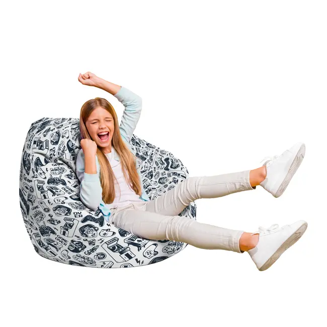 Fotoliu Units Puf Bean Bag tip para L, impermeabil, indoor/outdoor, sac interior, cu maner, 80 x 80 x 60 cm, game over BEANUNB-PR-L-EXT-121