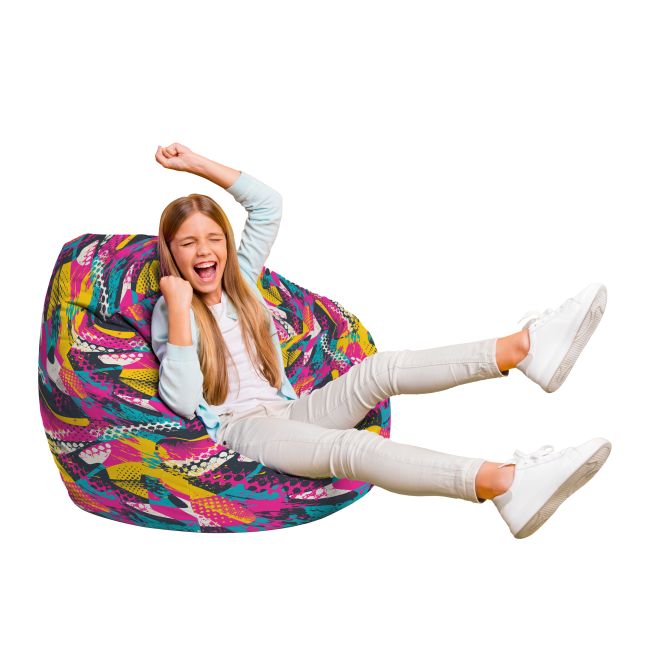 Fotoliu Units Puf Bean Bag tip para L, impermeabil, indoor/outdoor, sac interior, cu maner, 80 x 80 x 60 cm, graffiti abstract grunge BEANUNB-PR-L-EXT-098