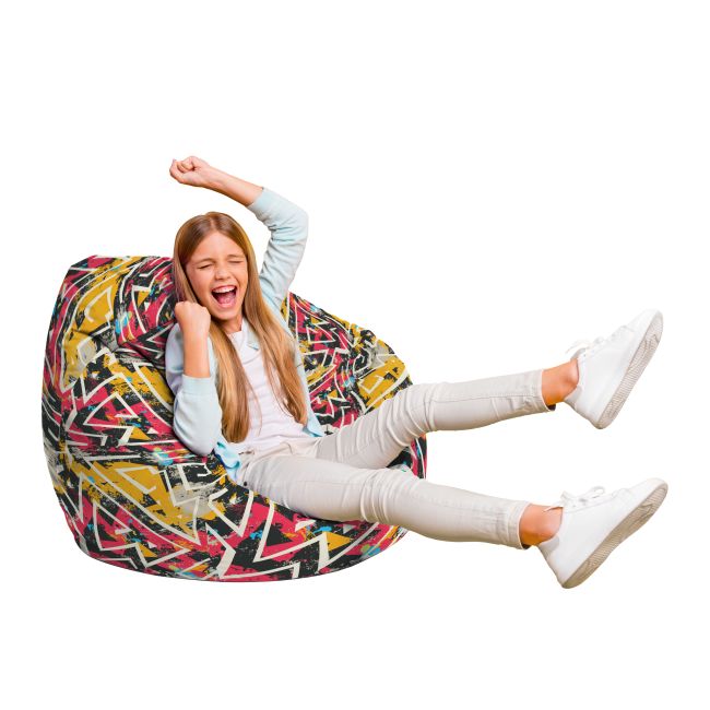 Fotoliu Units Puf Bean Bag tip para L, impermeabil, indoor/outdoor, sac interior, cu maner, 80 x 80 x 60 cm, graffiti grunge geometric BEANUNB-PR-L-EXT-099