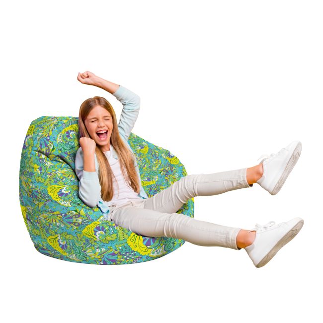 Fotoliu Units Puf Bean Bag tip para L, impermeabil, indoor/outdoor, sac interior, cu maner, 80 x 80 x 60 cm, hippie turcoaz BEANUNB-PR-L-EXT-065