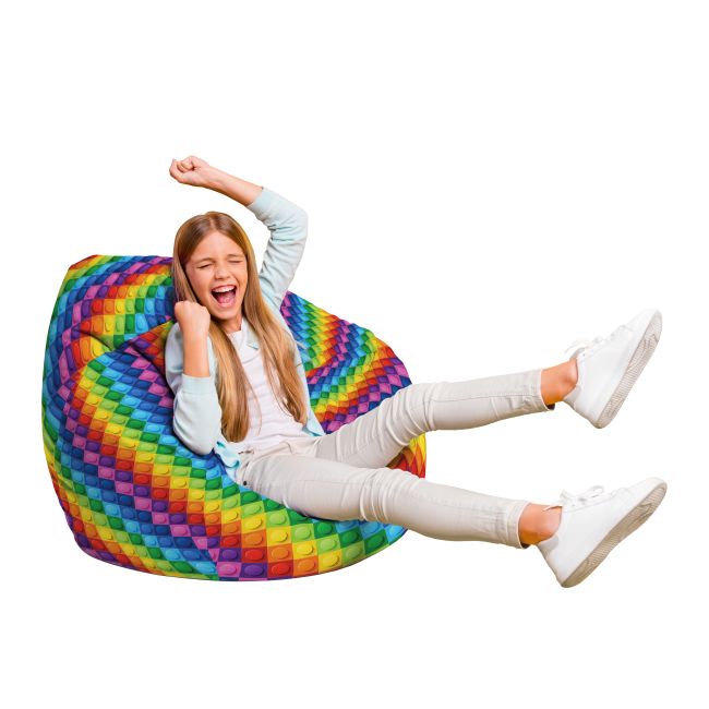 Fotoliu Units Puf Bean Bag tip para L, impermeabil, indoor/outdoor, sac interior, cu maner, 80 x 80 x 60 cm, lego abstract BEANUNB-PR-L-EXT-071