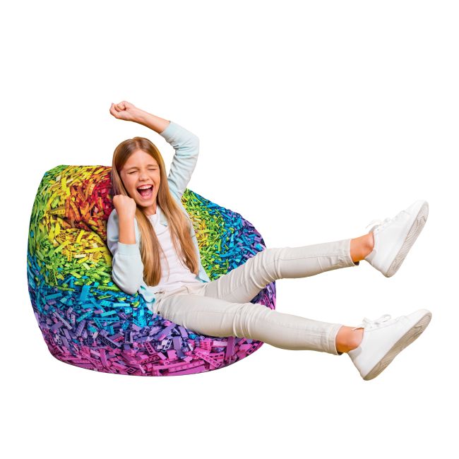 Fotoliu Units Puf Bean Bag tip para L, impermeabil, indoor/outdoor, sac interior, cu maner, 80 x 80 x 60 cm, lego curcubeu BEANUNB-PR-L-EXT-074