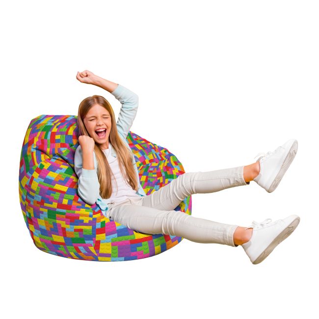 Fotoliu Units Puf Bean Bag tip para L, impermeabil, indoor/outdoor, sac interior, cu maner, 80 x 80 x 60 cm, lego tetris BEANUNB-PR-L-EXT-034
