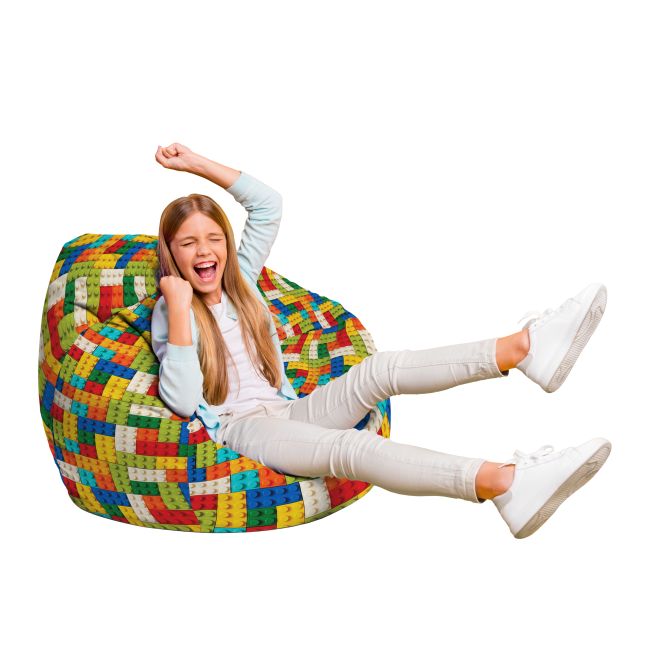 Fotoliu Units Puf Bean Bag tip para L, impermeabil, indoor/outdoor, sac interior, cu maner, 80 x 80 x 60 cm, lego tetris verde BEANUNB-PR-L-EXT-073
