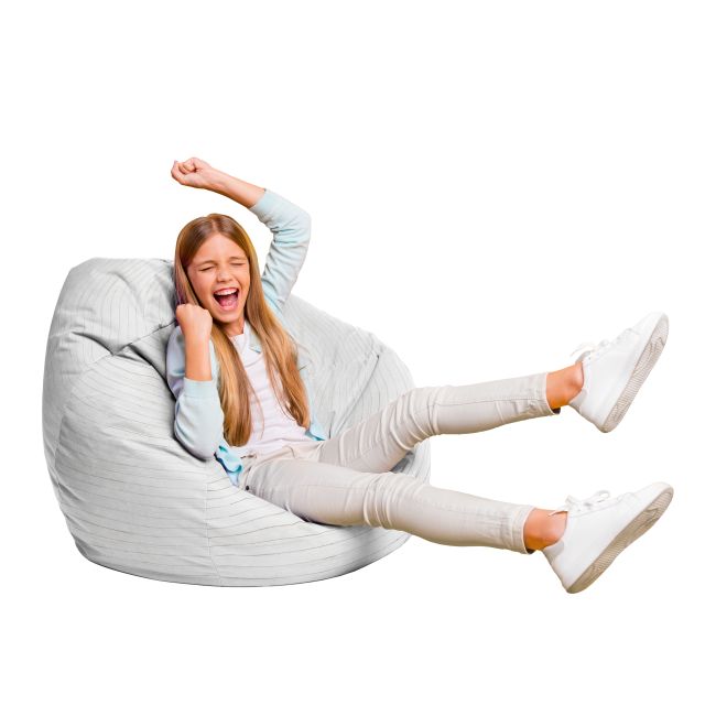 Fotoliu Units Puf Bean Bag tip para L, impermeabil, indoor/outdoor, sac interior, cu maner, 80 x 80 x 60 cm, lemn alb BEANUNB-PR-L-EXT-003