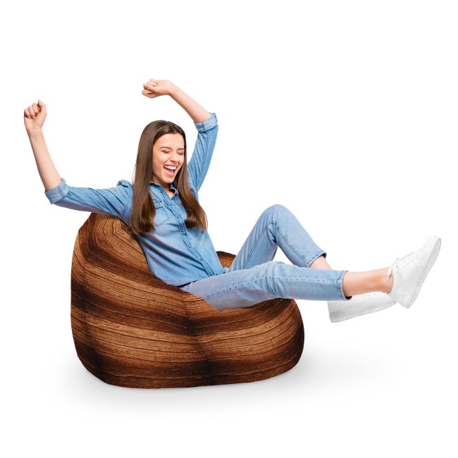 Fotoliu Units Puf Bean Bag tip para L, impermeabil, indoor/outdoor, sac interior, cu maner, 80 x 80 x 60 cm, lemn maro BEANUNB-PR-L-EXT-002