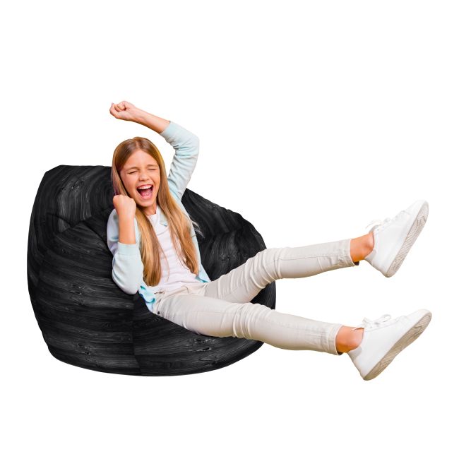 Fotoliu Units Puf Bean Bag tip para L, impermeabil, indoor/outdoor, sac interior, cu maner, 80 x 80 x 60 cm, lemn negru BEANUNB-PR-L-EXT-004