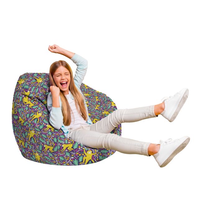 Fotoliu Units Puf Bean Bag tip para L, impermeabil, indoor/outdoor, sac interior, cu maner, 80 x 80 x 60 cm, maimute in copac BEANUNB-PR-L-EXT-117