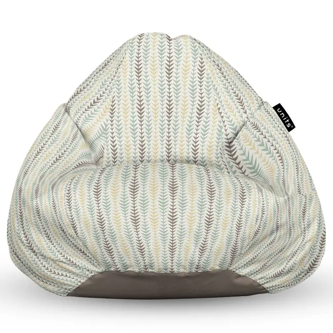 Fotoliu Units Puf Bean Bag tip para L, impermeabil, indoor/outdoor, sac interior, cu maner, 80 x 80 x 60 cm, motiv frunze verticale BEANUNB-PR-L-EXT-015