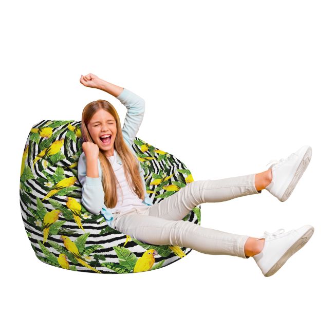 Fotoliu Units Puf Bean Bag tip para L, impermeabil, indoor/outdoor, sac interior, cu maner, 80 x 80 x 60 cm, papagal galben BEANUNB-PR-L-EXT-111