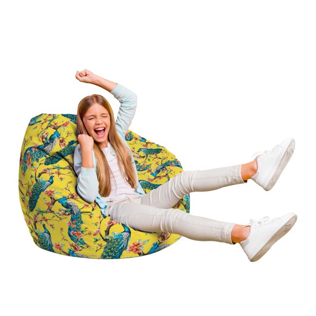 Fotoliu Units Puf Bean Bag tip para L, impermeabil, indoor/outdoor, sac interior, cu maner, 80 x 80 x 60 cm, pauni BEANUNB-PR-L-EXT-113